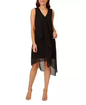 Женское каскадное платье с асимметричным подолом Adrianna Papell, черный
