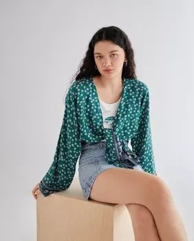 Женское кимоно с каймой и люрексом Green Coast, зеленый