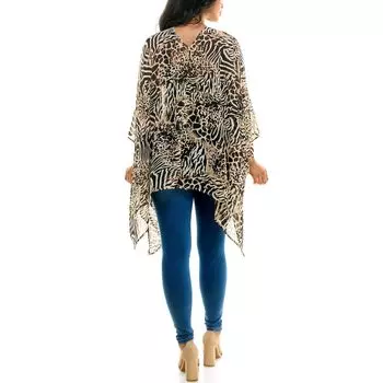 Женское кимоно с открытым передом и цветочным принтом Nina Leonard Nina Leonard