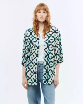 Женское кимоно с принтом и французскими рукавами Andam, синий