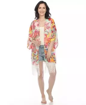 Женское кимоно с прозрачной бахромой White Mark, розовый