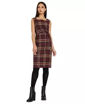 Женское клетчатое платье с завязками по бокам Tahari ASL, красный