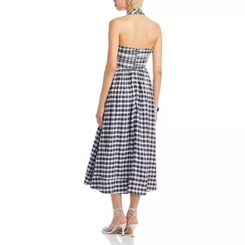 Женское клетчатое платье Taylen с вырезом через шею Cinq a Sept, цвет Navy/White