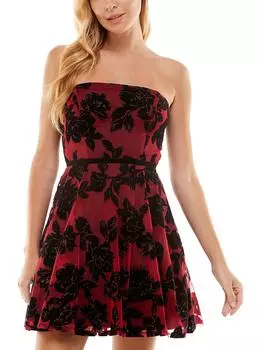 Женское коктейльное и вечернее мини-платье Juniors из бархата City Studios