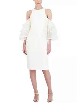 Женское коктейльное и вечернее платье длиной до колена с открытыми плечами BCBGMAXAZRIA, цвет Gardenia