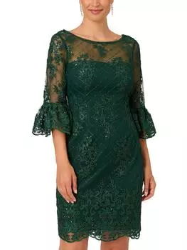 Женское коктейльное и вечернее платье с пайетками выше колена Adrianna Papell