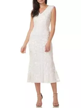 Женское коктейльное и вечернее платье из сутажа с отделкой бисером JS Collections