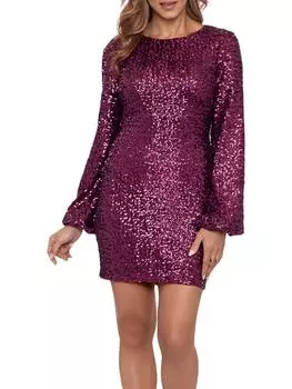 Женское коктейльное и вечернее платье с длинными рукавами, расшитое пайетками Aqua