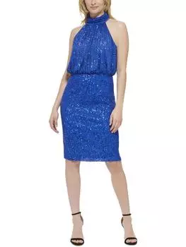 Женское коктейльное и вечернее платье с высоким воротом и отделкой Eliza J