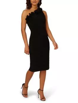 Женское коктейльное и вечернее платье на одно плечо с оборкой на шее Adrianna Papell