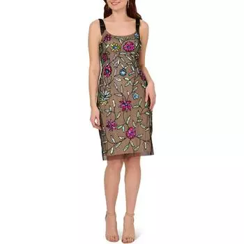 Женское коктейльное и вечернее платье с цветочным принтом и пайетками Adrianna Papell