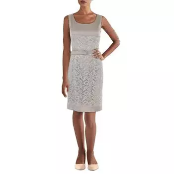 Женское коктейльное платье без рукавов с металлическим кружевом Jessica Howard, серо-коричневый