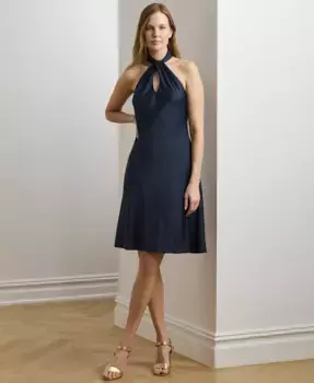 Женское коктейльное платье-бюстье из шармуса Lauren Ralph Lauren, синий