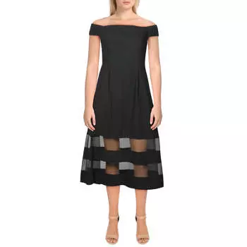 Женское коктейльное платье из крепа в полоску Shadow Aidan by Aidan Mattox, черный