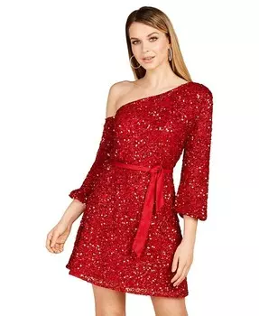 Женское коктейльное платье на одно плечо Lara, красный