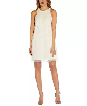 Женское коктейльное платье с бисером и лямкой на шее Adrianna Papell, мульти