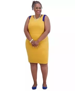 Женское комбинированное платье-футляр без рукавов Kasper, золото