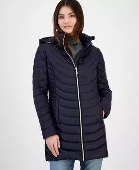 Женское компактное пуховое пальто с капюшоном petite, созданное для macy's Michael Kors, темно-синий