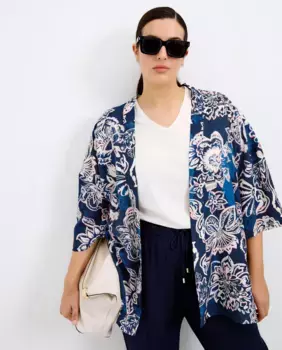 Женское короткое кимоно с принтом Couchel, синий