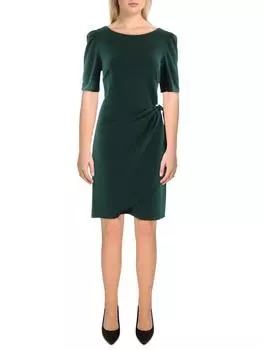 Женское короткое мини-платье с имитацией запаха DKNY, цвет pine