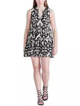 Женское короткое мини-платье с принтом Tropical Breeze Steve Madden, черный/слоновая кость