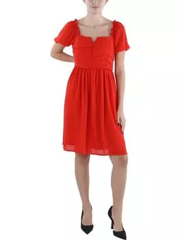 Женское короткое мини-платье с рукавами-фонариками Tahari ASL, цвет grenadine