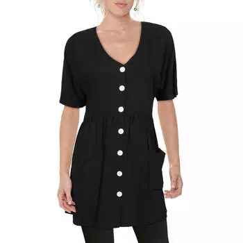 Женское короткое мини-платье с V-образным вырезом Stellah, черный