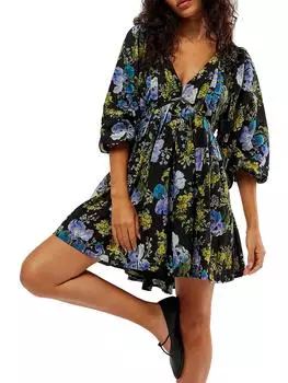 Женское короткое мини-платье с вырезом Free People, цвет black combo
