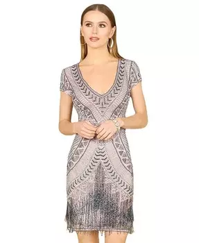 Женское короткое платье Brooklyn, расшитое бисером, с открытой спиной Lara, розовый