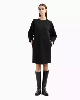 Женское короткое платье из трикотажного свитшота Emporio Armani, черный
