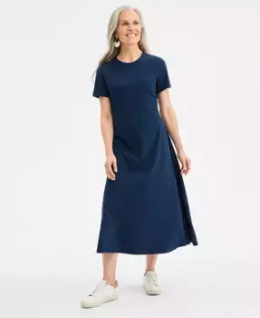 Женское короткое платье миди с принтом и короткими рукавами Style & Co, синий