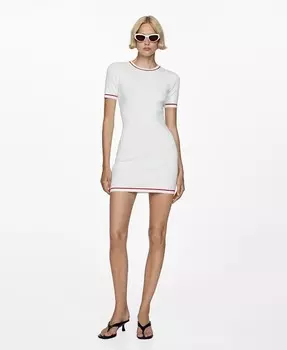 Женское короткое платье с контрастными концами MANGO, бежевый