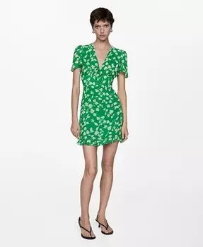 Женское короткое платье с принтом MANGO, зеленый