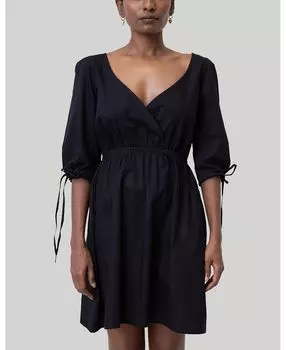 Женское короткое платье со сборками и рукавами до локтя Reistor, черный