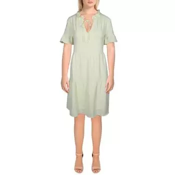 Женское короткое платье-трапеция с оборками DKNY, желтый