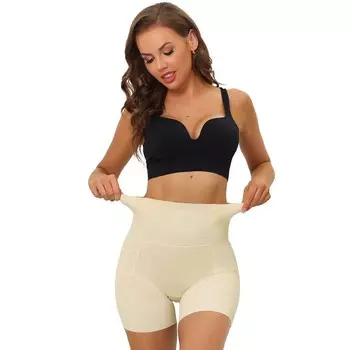 Женское корректирующее белье с завышенной талией, шорты для мальчиков, трусики с контролем живота ALLEGRA K, белый