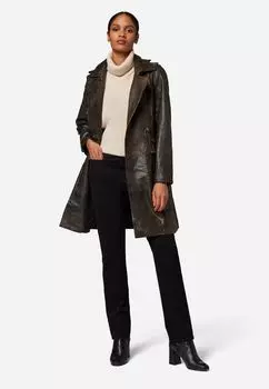 Женское кожаное пальто Манг-1, полупальто в особом винтажном образе RICANO, цвет Vintage Braun