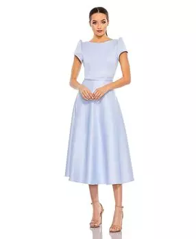 Женское креповое платье трапециевидной формы с короткими рукавами Ieena MAC DUGGAL