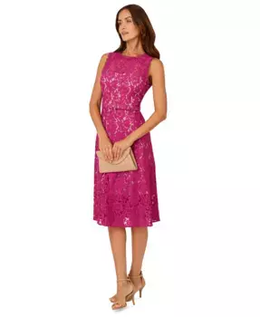 Женское кружевное миди-платье без рукавов Adrianna Papell, фиолетовый
