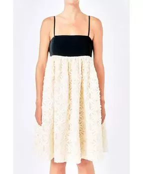 Женское кружевное мини-платье с цветочным принтом endless rose, мультиколор