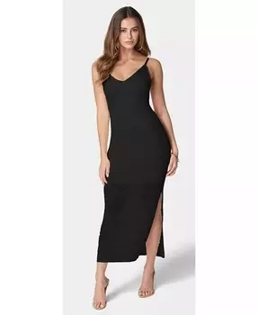 Женское кружевное платье макси с V-образным вырезом Bebe, черный