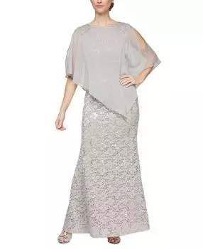 Женское кружевное шифоновое платье-каплет с пайетками SL Fashions