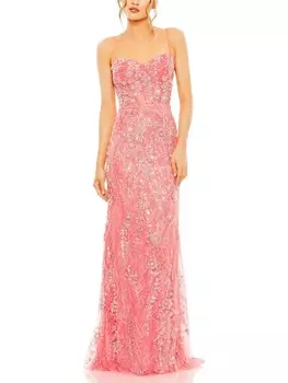 Женское кружевное вечернее платье с украшением Mac Duggal, коралл