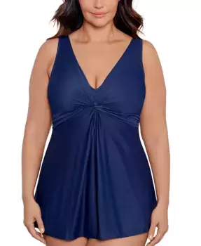 Женское купальное платье Marais с контролем живота из коллекции Must Haves Plus Size Miraclesuit, синий