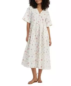 Женское льняно-хлопковое платье-сарафан Etoile с V-образным вырезом Chinti & Parker, слоновая кость/кремовый