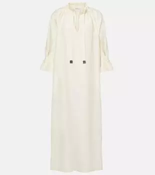Женское льняное макси-платье с добавлением шелка Max Mara, Avorio