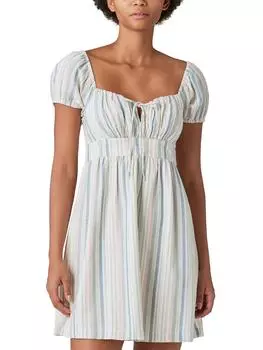 Женское льняное платье-бэбидолл с вырезом-замочной скважиной Lucky Brand, цвет multi