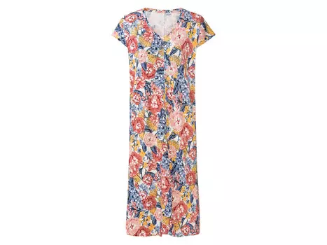 Женское льняное платье esmara с длинными разрезами по бокам, цветочный