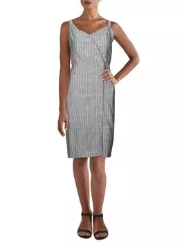 Женское льняное платье миди в радужную полоску LUCCA, цвет black/rainbow stripe