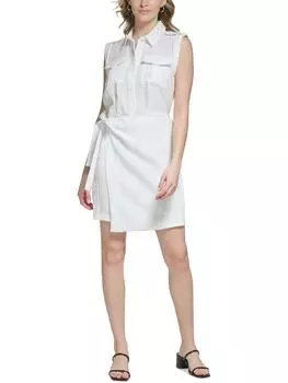 Женское льняное платье-рубашка Calvin Klein, цвет soft white